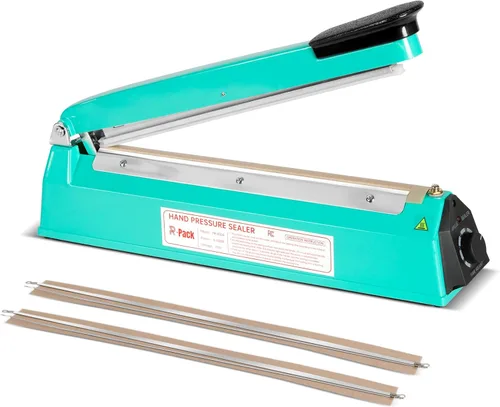 Miniatura 12 de Sellador térmico por impulso con barra de sellado, máquina de sellado y corte de bolsas de alta resistencia, 2 reemplazos adicionales