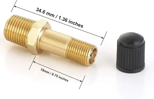 Miniatura 3 de Hromee Válvula de tanque de aire 1/8 "MNPT, válvula de llenado de latón de 4 piezas con tapas, usando con tanque de aire comprimido
