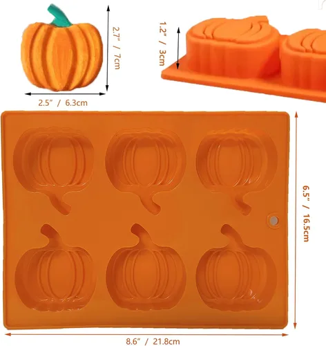 Miniatura 5 de Paquete de 2 moldes de silicona para pastel de calabaza, moldes de silicona para pastel de calabaza, moldes de chocolate de Acción de Gracias, 12