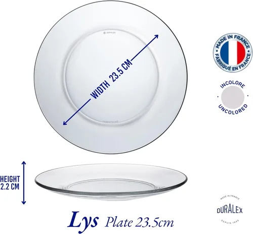 Miniatura 5 de Duralex - Juego de 6 platos Lys Clear 9.3 in (9 1-4 in)