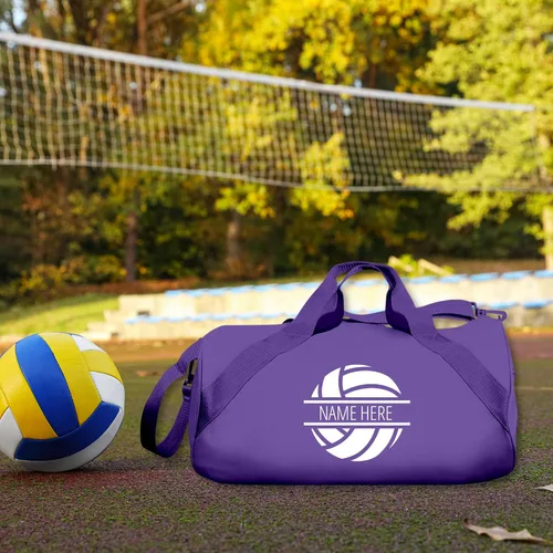 Miniatura 4 de Voleibol Chica Texto Personalizado Barril Duffel Bag, Azul Real