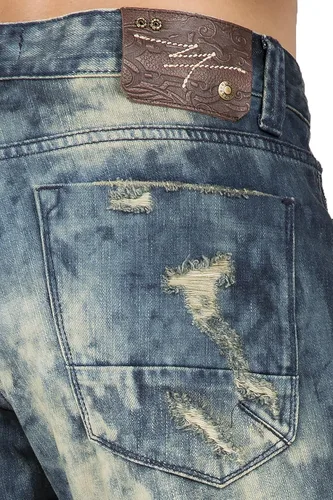 Miniatura 5 de Level 7 - Vaqueros de mezclilla para hombre, delgados, rectos, hechos a mano, lavado artesanal