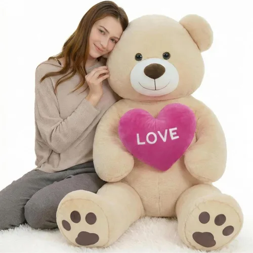 Miniatura 15 de Oso de peluche gigante de 4 pies, color marrón Lifesize Jumbo animal de peluche suave con pajarita y vientre grande para niños y niñas, oso