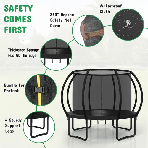 Miniatura 5 de Polar Aurora Trampolín para exteriores de 10 pies, 12 pies, 14 pies, 16 pies, con red de seguridad, almohadilla de resorte engrosada, trampolín