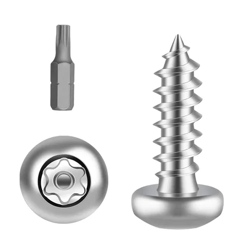 Miniatura 7 de Tornillos de chapa Torx de acero inoxidable #14 x 1 con cabeza de botón de acero inoxidable, tornillos plateados de seguridad, antirrobo, a prueba