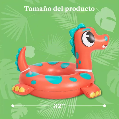 Miniatura 5 de SLOOSH Paquete de 3 flotadores inflables para piscina, dinosaurio, tortuga marina y delfín, anillos de natación para niños pequeños, piscina playa