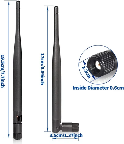Miniatura 4 de Bingfu Antena de doble banda WiFi 2.4GHz 5GHz 5.8GHz 6dBi MIMO RP-SMA Macho Antena (paquete de 2) para enrutador WiFi, tarjeta de red inalámbrica