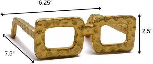 Miniatura 2 de Modern Day Accents 5827 Gafas - Escultura cuadrada de lentes dorados, objeto decorativo de aluminio fundido para estantería, mesa de café