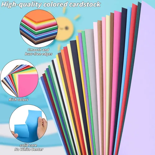 Miniatura 4 de Oleitodh Juego de 309 cartulina de colores a granel, juego de papel de cartulina de 8.5 x 11 pulgadas, 20 colores surtidos, papel de construcción