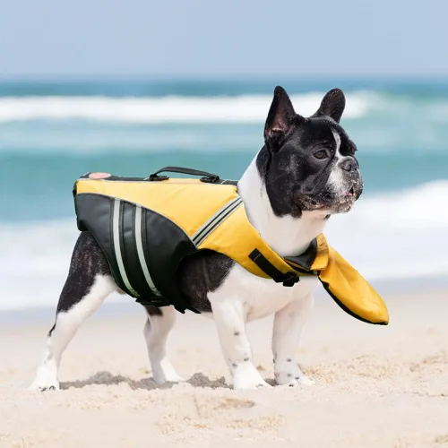 Miniatura 3 de Mklhgty Chaleco salvavidas para perros, chaleco salvavidas reflectante para perro con flotador de cuello extraíble y alta flotabilidad para nadar