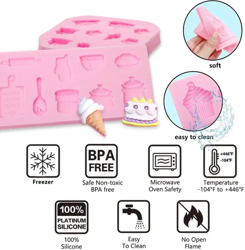 Miniatura 3 de Molde de fondant para cupcakes, 4 paquetes de moldes de silicona para taza de café para decoración de tartas de fiesta de té, adornos de cupcakes