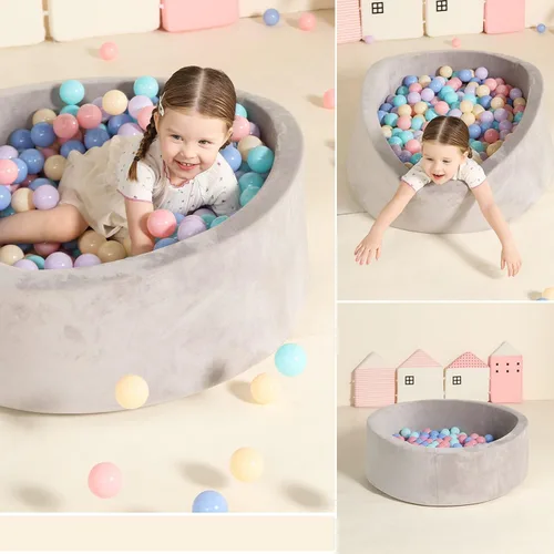 Miniatura 4 de TRENDBOX Piscina de pelotas de espuma para niños pequeños, 35x11 pulgadas, piscina de bolas suave para bebés con cubierta de terciopelo lavable