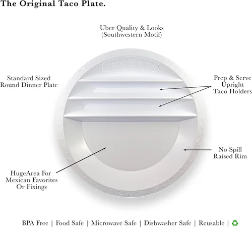 Miniatura 2 de Taco Mex - Plato para taco, reutilizable, redondo, suave o rígido, soporte para tacos para noches de taco, plástico libre de BPA de 10.75 pulgadas