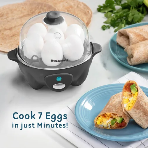 Miniatura 5 de Elite Gourmet EGC710DKG Cocedor Rápido de Huevos, 7 Huevos Hervidos Fáciles de Pelar, Duros, Medianos, Suaves, Escalfador, Máquina para Omelettes