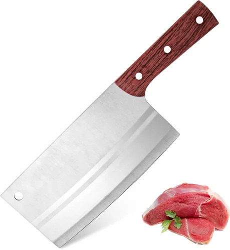TJ POP Cuchilla China de Chef, Cuchillo de Acero Inoxidable de 7.5 Pulgadas con Mango Ergonómico, Cuchillo de Cocina Ultra Afilado para Hogar y