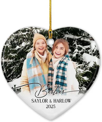 Miniatura 18 de Adorno Colgante de Cerámica con Foto Personalizada, Añade Cualquier Imagen Adorno de Aniversario Regalo para Él Ella Sr. Sra., Foto Personalizada