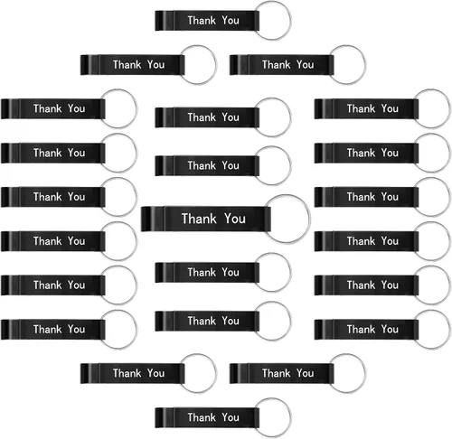 FoldTier 50 llaveros para abridor de botellas a granel con texto en inglés "Thank You", regalos de boda, para invitados, abridor de botellas de