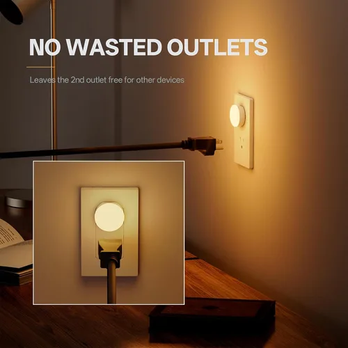 Miniatura 2 de Luz nocturna enchufable, mini luces nocturnas LED regulables para niños, sensor automático del atardecer al amanecer, lámpara nocturna de encendido
