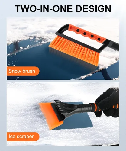 Miniatura 4 de SINGARO Rascador de Hielo y Cepillo de Nieve para Parabrisas de Coche, Raspador de Nieve para Coche, Necesidades de Nieve de Invierno para Coche