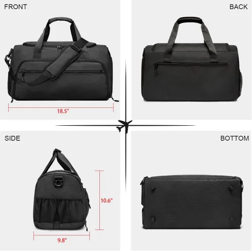Miniatura 6 de Bolsa de gimnasio para hombres y mujeres, pequeña bolsa deportiva con bolsillo húmedo y compartimento para zapatos, bolsa de lona resistente al agua