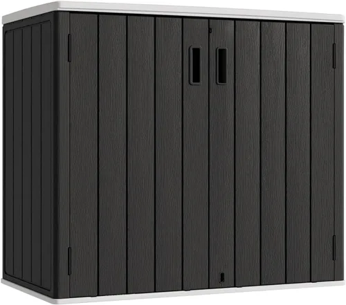 Miniatura 14 de KINYING Cobertizos de almacenamiento horizontales para exteriores, gabinete de almacenamiento para exteriores, caja de almacenamiento de Marrón