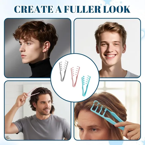Miniatura 7 de Juego de 3 peines texturizados, peines para el cabello, adecuados para entusiastas del peinado, viajeros e individuos de pelo rizado