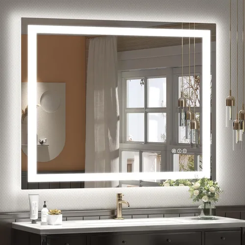 Miniatura 16 de 40x32 Espejo LED inteligente para baño, espejo de tocador regulable con luces, espejo de maquillaje retroiluminado y frontal para pared, antivaho