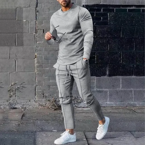 Miniatura 2 de Muscularfit Men's Tracksuit Athletic Casual 2 Piece Outfits Long Sleeve Pullover Shirts and Pant Set Gym Jogger Sweatsuit Set