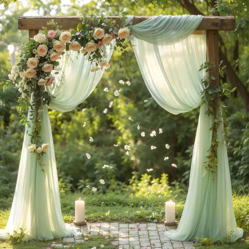 Miniatura 4 de Tela drapeada para arco de boda, 2 paneles de 19 pies, cortinas de arco verde salvia, cortinas de tela de gasa para decoración de arco de boda