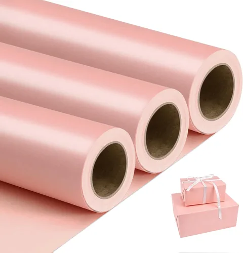 Miniatura 25 de NESCCI Papel de regalo mate, papel de brillo perlado de color sólido, 3 rollos, 17 pulgadas x 32.8 pies por rollo. Papel de regalo perfecto