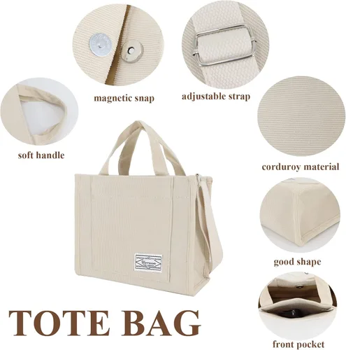 Miniatura 5 de Bolsa de mano estética de pana para mujer, bolsa cruzada para mujer, mini bolsas de viaje, bolso de mano cuadrado para uso diario