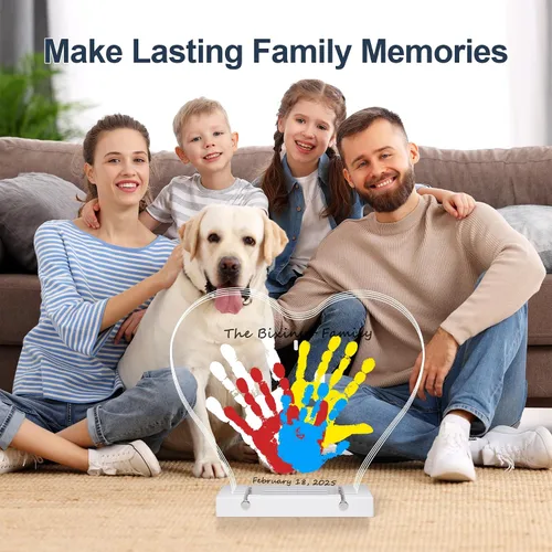 Miniatura 3 de Bixinyo Kit de huellas de manos familiares con luz, kit de mano y huella de bebé, recuerdo de manualidades, regalos familiares para mamá, padres