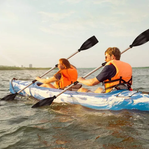Miniatura 5 de Raquetas de kayak, par de remos de barco desmontables, aleación de aluminio, ligera, hoja acanalada, tabla de remo para kayak, canoa, surf, deportes