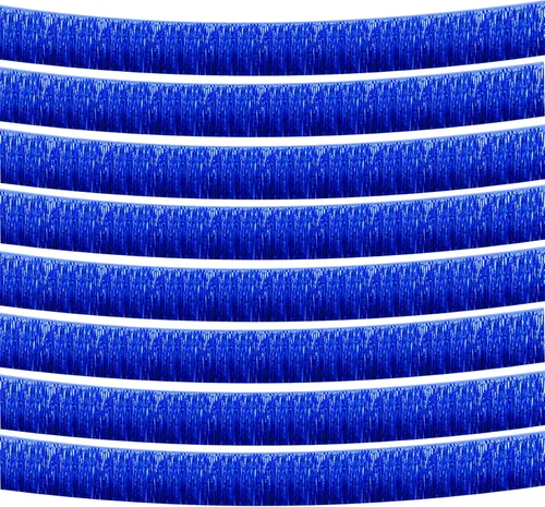 Miniatura 12 de Paquete de 10 unidades de 3,05 m de guirnalda de flecos de papel de aluminio con borlas metálicas, bandera para colgar en la pared, serpentinas