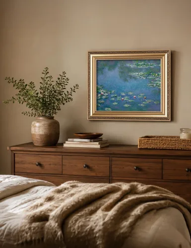Miniatura 3 de IPIC - Reproducción artística de los lirios de agua de Claude Monet 1906, impresiones giclée coinciden con el marco dorado clásico, arte de pared
