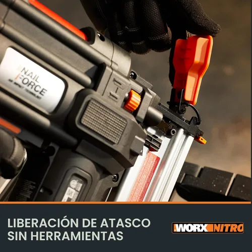 Miniatura 4 de Worx Nitro Clavadora Brad Inalámbrica de 20V 18GA, Pistola de Clavos Inalámbrica, Pistola de Clavos a Batería, Hasta 2 Pulgadas, Liberación