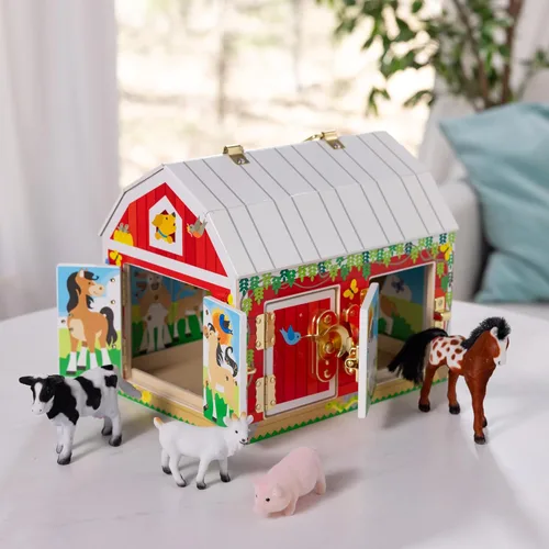 Miniatura 9 de Melissa & Doug – Juego sensorial de cierres para granero, juguete de puertas y cerraduras, animales de granja, para niños mayores de 3 años