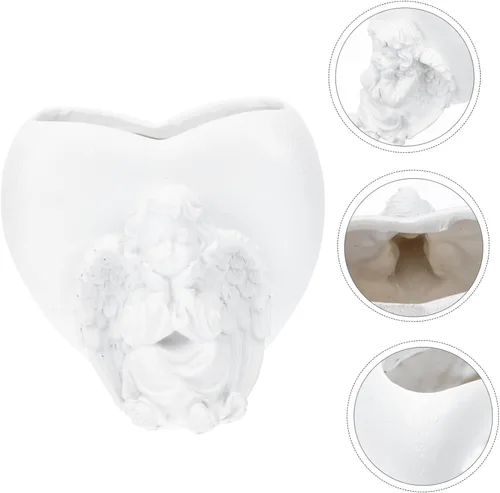 Miniatura 8 de Yardwe 1 maceta de resina con estatua de ángel, decoración de macetas de ángel para plantas