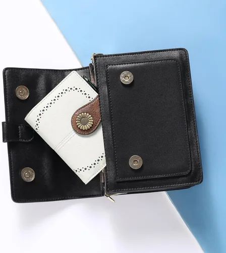 Miniatura 144 de SENDEFN - Billetera pequeña de piel auténtica para mujer, diseño plegable con ventana para tarjeta de identificación