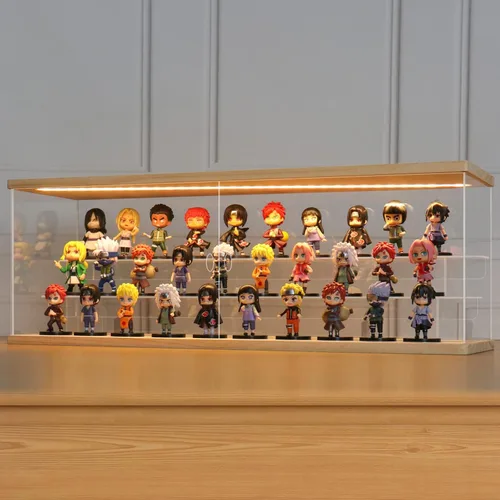 Miniatura 40 de LANSCOERY vitrina acrílica con iluminación LED, caja de exhibición de 5 niveles para coleccionables y figuras de acción, organizador transparente a