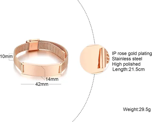 Miniatura 2 de VNOX Pulsera de identificación de malla ajustable, unisex, con cita grabada, para amar, esposa, marido, pareja