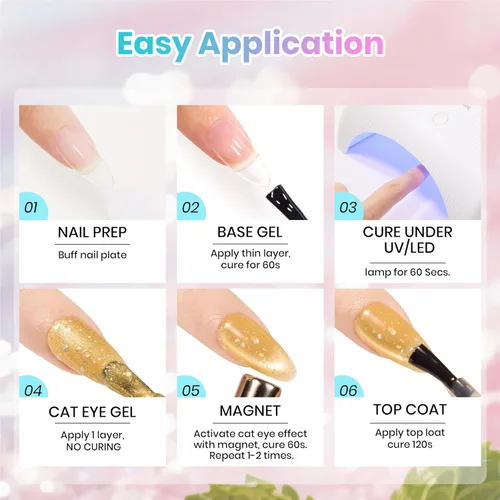 Miniatura 8 de Beetles Bubbly Mixology - Juego de esmaltes de uñas de gel de ojo de gato, 8 colores pastel, primavera, brillante, kit de esmalte de gel