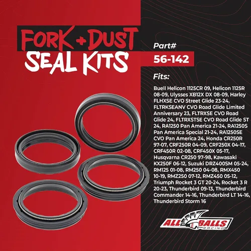 Miniatura 2 de All Balls Racing 56-142 Kit de retenes de horquilla y polvo compatible con/repuesto para Buell Honda Husqvarna Kawasaki Suzuki