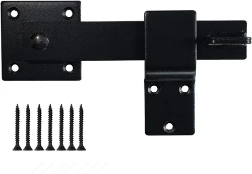 Miniatura 3 de Cerradura de puerta de granero de 5.5 pulgadas, hierro forjado resistente, negro mate