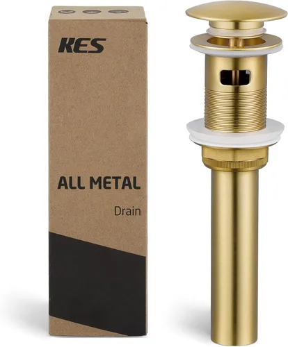 Miniatura 11 de KES Desagüe para lavabo con rebosadero, tapón emergente negro mate, paquete de 2 unidades para lavabo de tocador, tapón de drenaje de metal total
