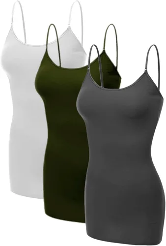 Miniatura 130 de Emmalise Camisola larga casual básica para mujer, con tirantes ajustables, top en capas
