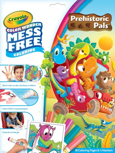 Crayola Color Wonder Amigos Prehistóricos, Páginas para Colorear de Dinosaurios, Colorear sin Desorden para Niños Pequeños, Juguetes de Dinosaurios,