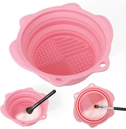 Vodolo Estera limpiadora de pinceles,Tazón limpiador de pinceles de silicona plegable,Herramienta de limpieza portátil para pincel,Accesorios de