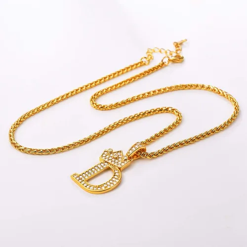 Miniatura 6 de U7 Collar con inicial de la A a la Z, dije de letra helada con cadena de 22 a 24 pulgadas, para hombres y mujeres, con nombre del alfabeto de hip