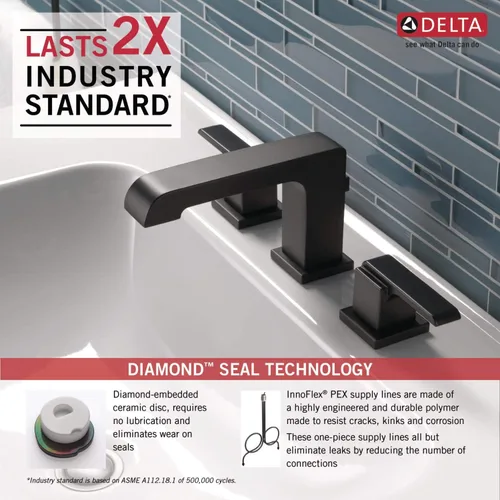 Miniatura 7 de DELTA FAUCET Ara - Grifo de baño generalizado de níquel cepillado, grifo de baño de 3 agujeros, tecnología de sello de diamante, ensamblaje